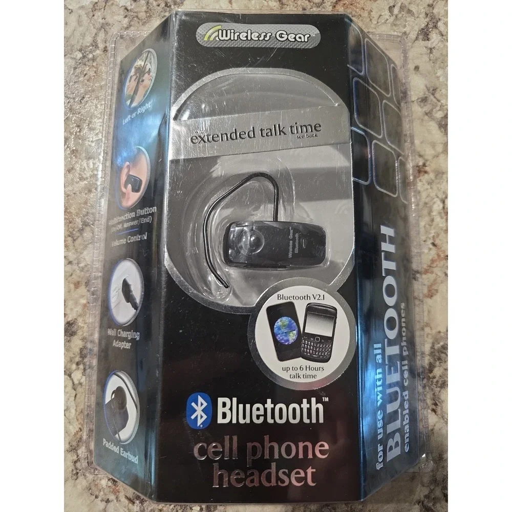 Wireless Gear Bluetooth Cell Phone Headset Model 4PR909 Black